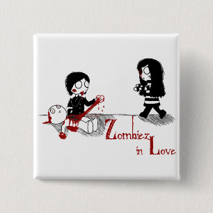 Zombiez in love 2 inch square button