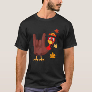 Zone 365 Thanksgiving ASL Funny Turkey Unisex Adul T-Shirt
