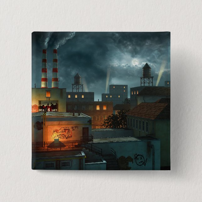 Zone Industrielle - Night 2 Inch Square Button (Front)