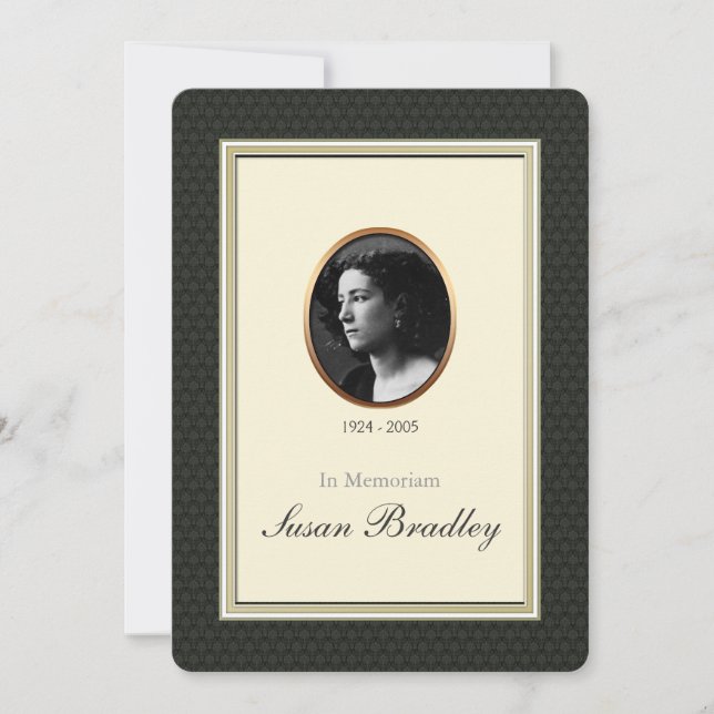 Zone photo ovale 3 Faire-part funéraire traditionn (Devant)