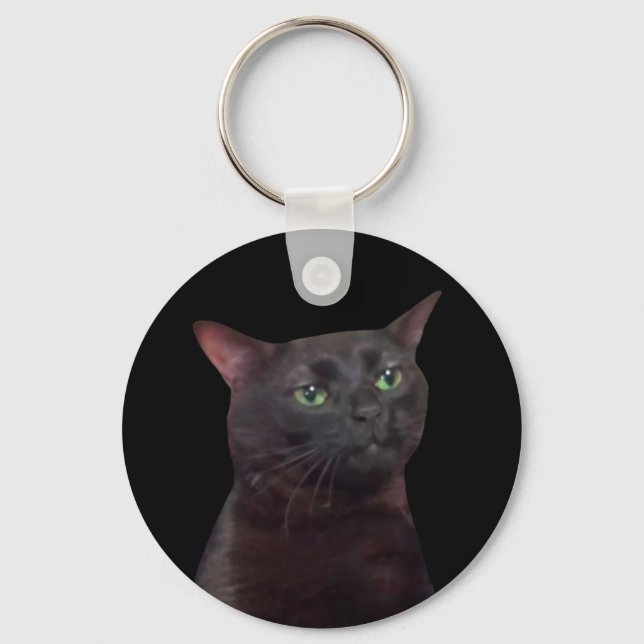 Zoned Out Cat Meme Double Sided Keychain (Front)