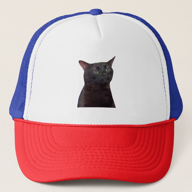 Zoned Out Cat, zoned out Trucker Hat (Front)