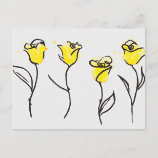 Zonta Postcard Yellow Rose Line Drawing