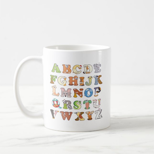 Zoo Animal Alphabet Letters ABCs Learning Coffee Mug (Left)