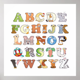 Zoo Animal Alphabet Letters ABCs Learning Poster