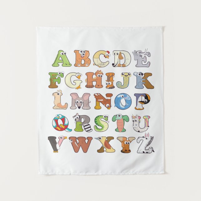 Zoo Animal Alphabet Letters ABCs Learning Tapestry (Front)