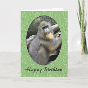 Zoo animal babouin joyeux carte d'anniversaire