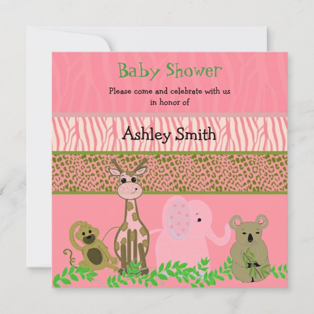 Zoo Animal Baby Shower Invitation (Front)