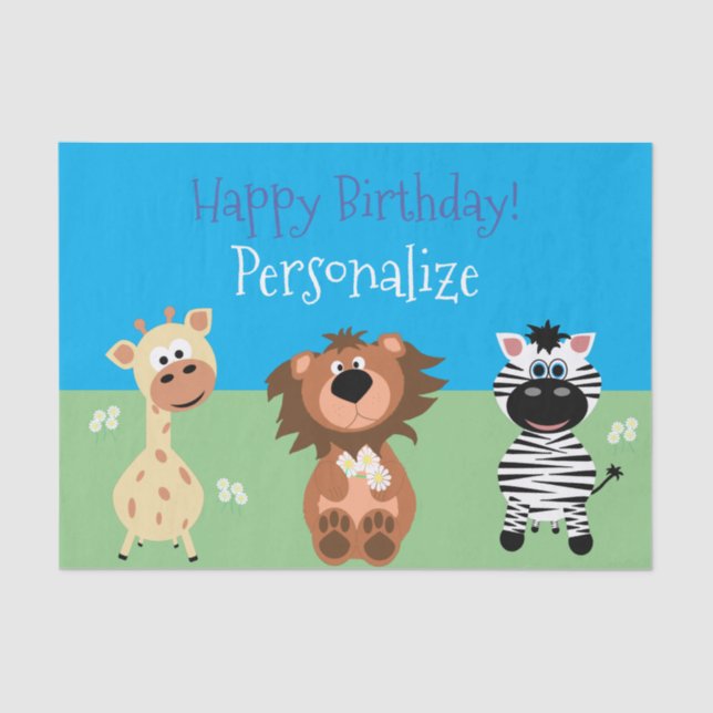 Zoo Animal Birthday Party Tissue Paper (Front)
