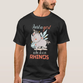 Zoo Animal Lover Girls Women Rhino T-Shirt