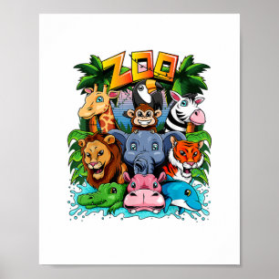 Zoo Animal Shirt Kids Boys Girls Teacher School Fi Poster