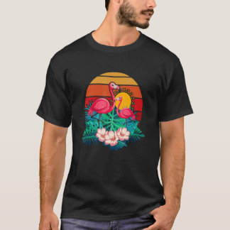 Zoo Animal Tropic Summer Sunrise Flamingo Vintage  T-Shirt