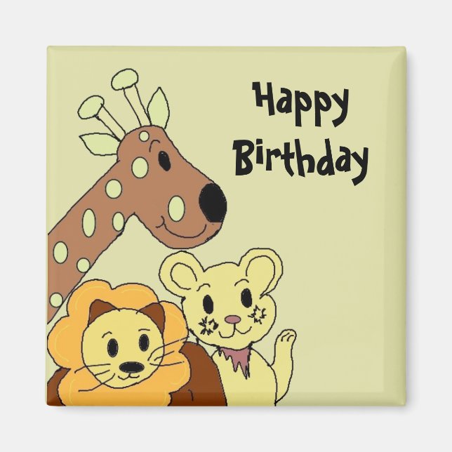 Zoo Animals Birthday Wishes Magnet (Front)