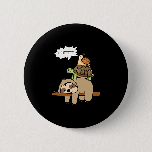 Zoo animals gift snail turtle sloth performance  2 inch round button (Front)