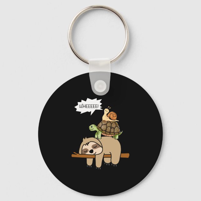 Zoo animals gift snail turtle sloth performance  keychain (Front)
