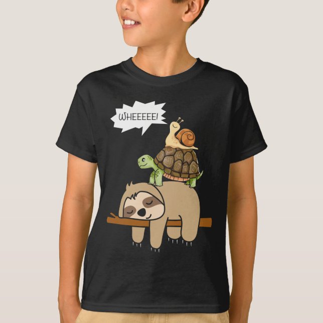 Zoo animals gift snail turtle sloth performance  T-Shirt (Front)