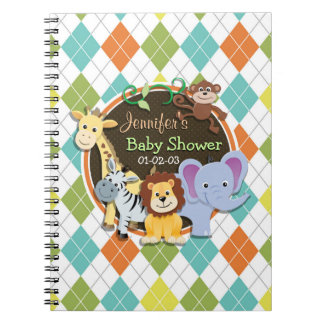 Zoo Animals on Colourful Argyle Notebook