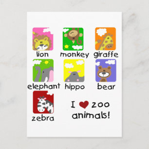 Zoo Animals Tshirts and Gifts Postcard