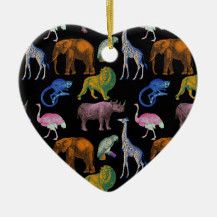 Zoo Animals Vibrant Colours Pop Art Animal Lovers Ceramic Ornament