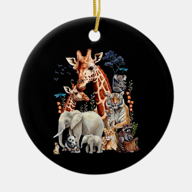 Zoo Animals Wildlife Birthday Party Animal Ceramic Ornament (Front)