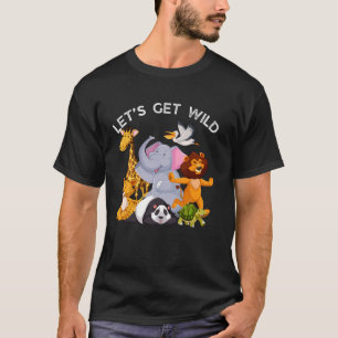 Zoo Animals Wildlife Birthday Party Let's Get Wild T-Shirt