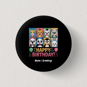 Zoo Animals Wildlife Birthday Party Zoo Day Funny 1 Inch Round Button