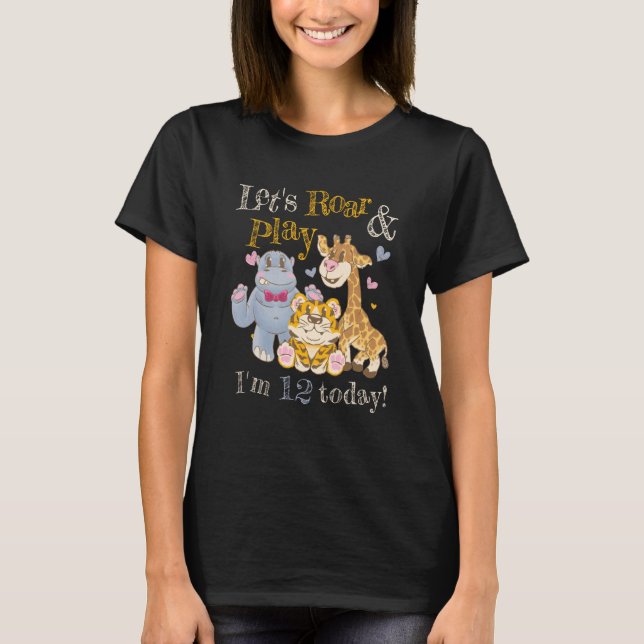 Zoo Animals Zookeeper Outfit 12th Birthday Party S T-Shirt (Front)