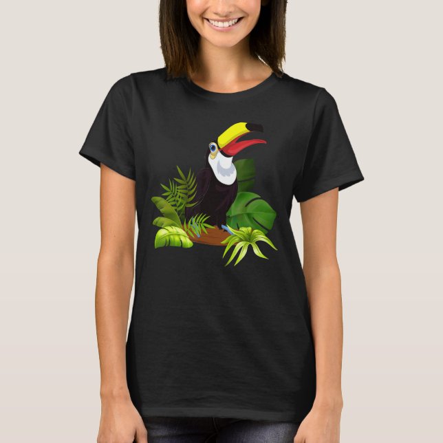 Zoo Bird Tropical Leaves Rainforest Animal Exotic  T-Shirt (Front)