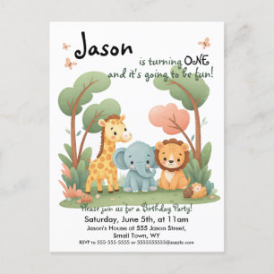 Zoo Birthday Invitation Postcard