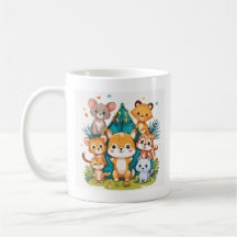 "Zoo Brew: Playful Kids Animal Mugs Set"