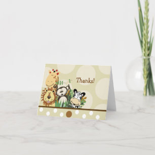 ZOO CREW Animals (Tan) Folded thank you note Card