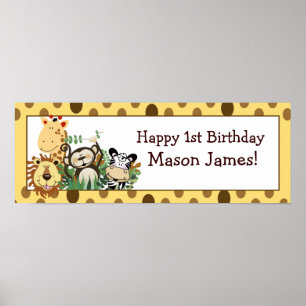Zoo Crew Jungle Personalized Birthday Banner Poster