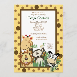 ZOO CREW Jungle Safari Baby Shower 5x7 Invitation