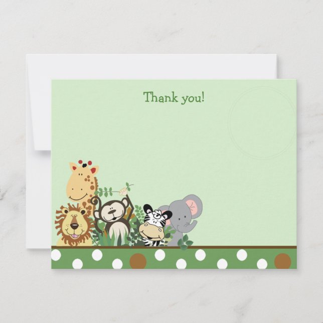 ZOO CREW with Elephant Flat Thank you note Card (Front)