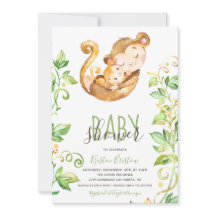 Zoo de singe Animal Green Baby shower Invitation