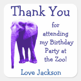 Zoo Elephant Anniversaire Fête Favoriser Stickers