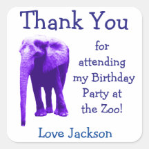 Zoo Elephant Birthday Party Favour Stickers