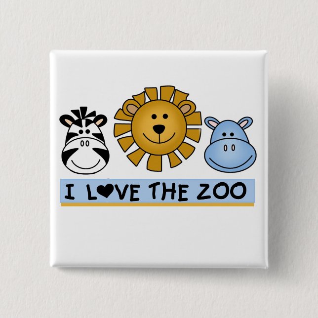 Zoo Friends 2 Inch Square Button (Front)