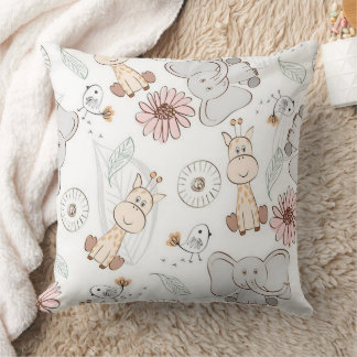 Zoo Friends Throw Pillow 20" x 20"
