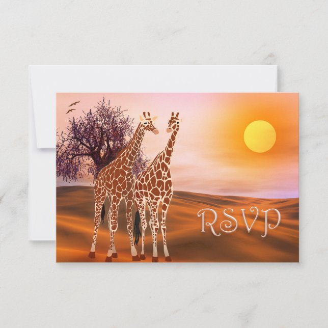Zoo Giraffe de la faune Thème RSVP Card (Devant)