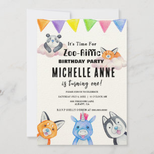 Zoo Invitation d'anniversaire - Carte de fête anim