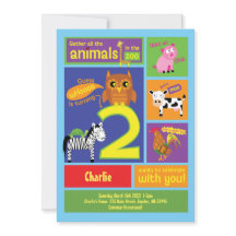 Zoo Invitations à la fête du 2e anniversaire pour 