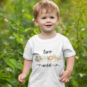 Zoo Jungle Safari Animal Two Wild 2nd Birthday Toddler T-shirt