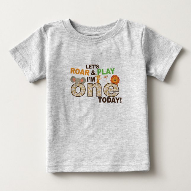 zoo / jungle theme First 1st birthday shirt (Front)
