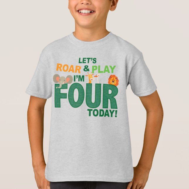 zoo / jungle theme Fourth 4th birthday T-Shirt (Front)