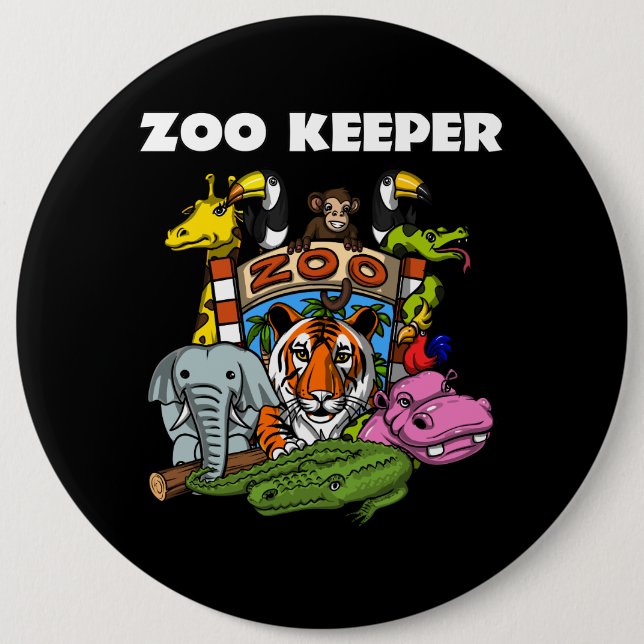 Zoo Keeper Animal Lover Party 6 Inch Round Button (Front)