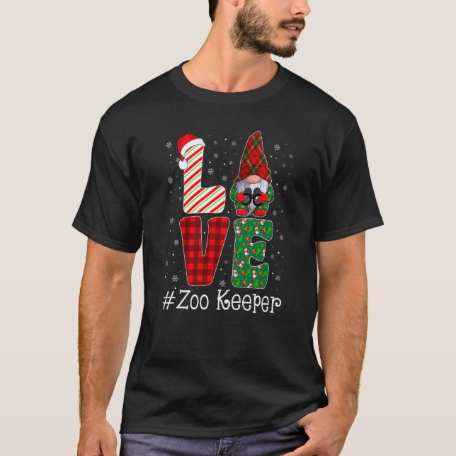 Zoo Keeper LOVE Gnome Funny Matching Pajama Christ T-Shirt (Front)