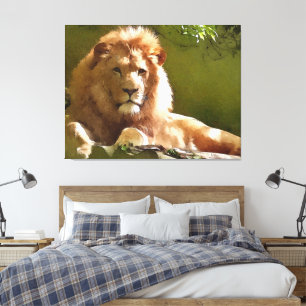 Zoo Lion Watercolor Canvas Print