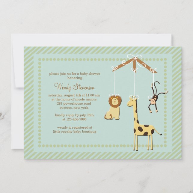 Zoo Mobile Baby Shower Invitation (Front)