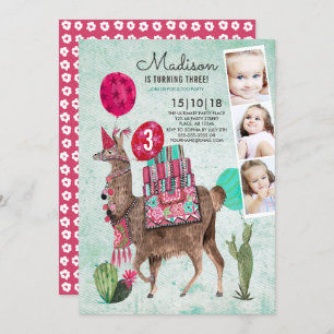Zoo Party Birthday   Llama   Invitations